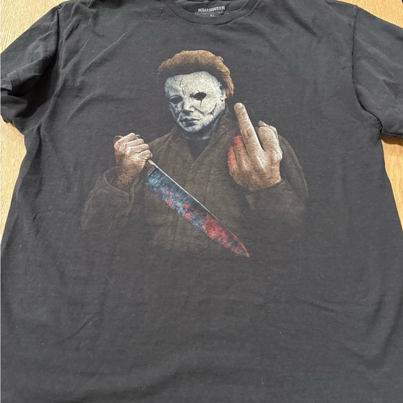 Halloween Michael Myers Flip Off Short Sleeved Black Shirt Size XL - Picture 1 of 7